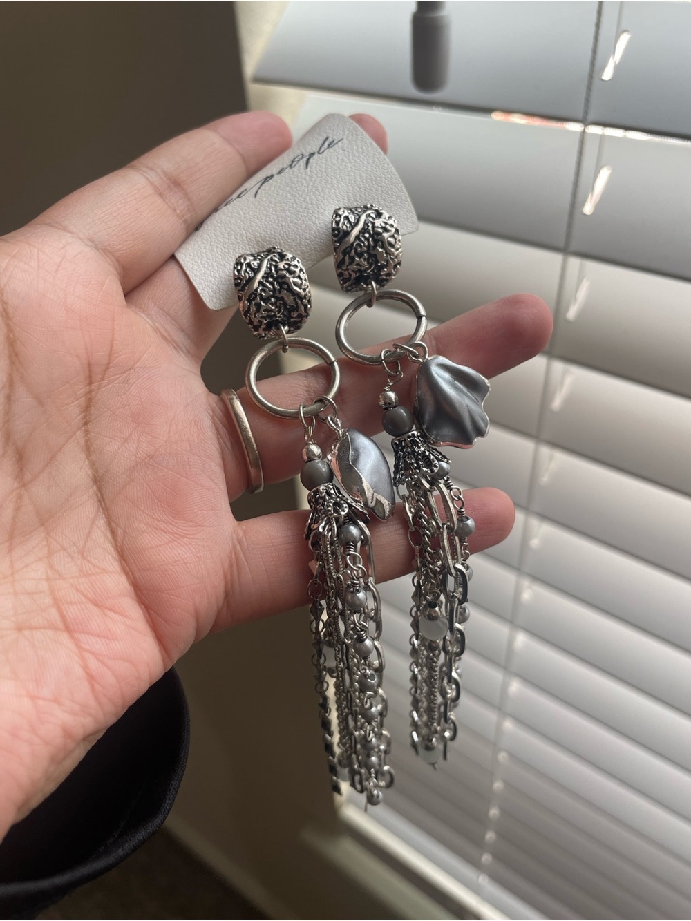 NWT Free People Silver Chain Fringe Boho Dangle Earrings $38